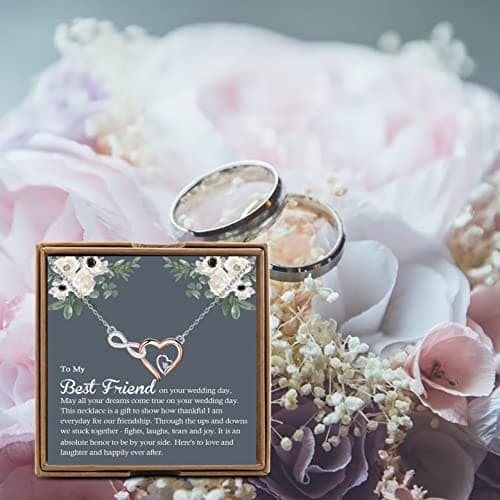 OKEYCH BestFriend Gift to Bride, To My Best Friend On Her Wedding Day Necklace, Bride Gift From Maid of Honor, Wedding Present