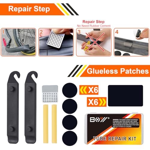 Bicycle Repair Bag With Tire Pump, Portable Tool Kit for Camping Travel - Bike Glueless Patches, Maintenance Essentials All in One Safety Kit B079K5N7KF