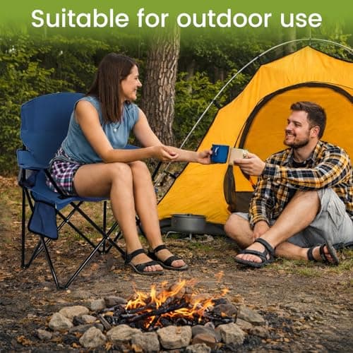 2 Pack Folding Camping Chair with Cup Holder & Side Storage Bag 300lbs Capacity Lightweight High Back Portable for Beach, Picnic, Sport, Cyan