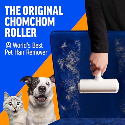 ChomChom Roller Pet Hair Remover – Original Size Reusable Lint Roller for Cat & Dog Hair on Furniture, Couch, Carpet, Car, Rugs & Bedding – Portable, Eco-Friendly (White) B00BAGTNAQ
