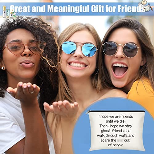 Frienda 3 Pcs Good Friend Gifts Cosmetic Bag for Women Friendship Makeup Bag Travel Cases for Birthday Graduation Moving Away Christmas Bestie Soul Sister(Trend Style)