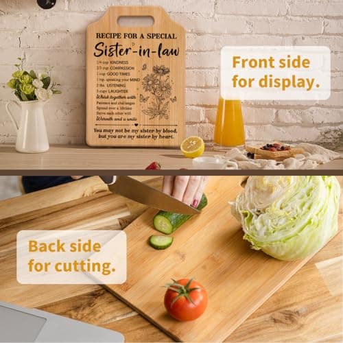 Gifts for Sister in Law, Sister In Law Birthday Gifts, Unique Recipe Cutting Board for Sister in Laws, Mothers Day, Christmas, Housewarming Gifts for Sister in Law Adult