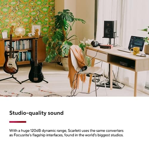 Focusrite Scarlett 2i2 4th Gen USB Audio Interface for Recording, Songwriting, Streaming and Podcasting — High-Fidelity, Studio Quality Recording, and All the Software You Need to Record
