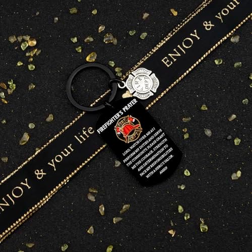 Firefighter Gifts for Men Him Firefighter Keychain Fire Fighter Gifts Adults Son Husband Cool Firefighte Gift Firefighter Accessories for Graduation Firefighters Prayer