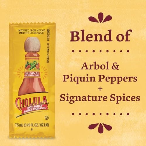 Cholula Original Hot Sauce Packets, 200 count - One 200 Count Individual Hot Sauce Packets with Mexican Peppers and Signature Spice Blend, Perfect Single-Serve Size for Delivery and Takeout B01DQ7F42C