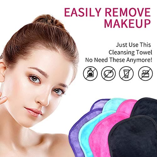 UWEME Makeup Remover Cloths 4 Count: Microfiber Reusable Fast Drying Washcloth, Face Towels for Women
