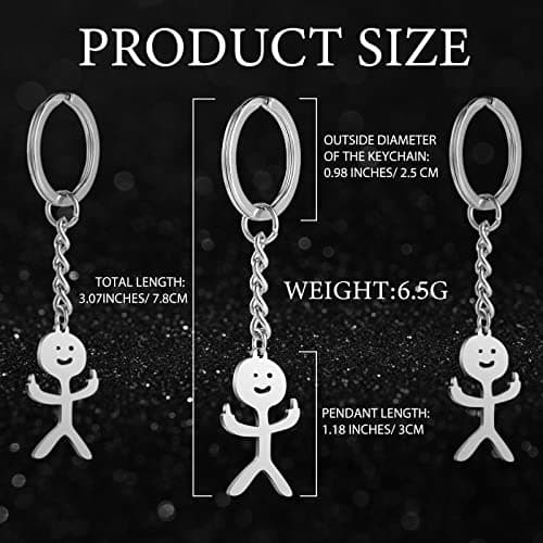 Junkin 3 Pcs Christmas Stainless Steel Funny Doodle Keychain Finger Keychain Long Distance Friendship Jewelry Gift Women Men