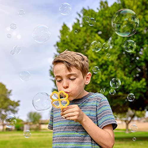 JOYIN Big Bubble Wands Set Bulk for Kids Summer Outdoor Toy Game Activity Party Favors, 18 Pcs Giant Bubble Maker with Tray, 12" Large, 6 Pcs Solution Suitable for All Age People