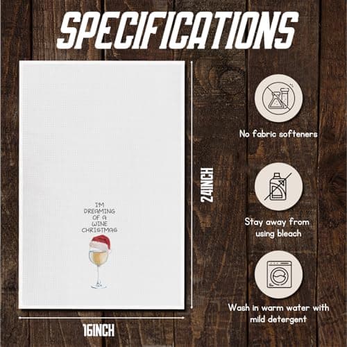 Christmas Wine Kitchen Towels - Hand, Dish, and Tea Towels for Wine Lovers - Funny Gift for Women - 16 X 24