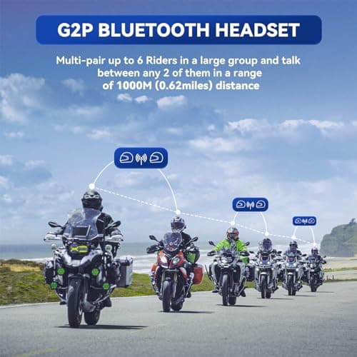 LEXIN G2P Motorcycle Helmet Bluetooth Headset, Group Intercom Communication System, FM Radio/ 6 Shells/Universal Pairing/Private Talk/Noise Cancellation, Fit for Snowmobile/ATV, 1 Pack