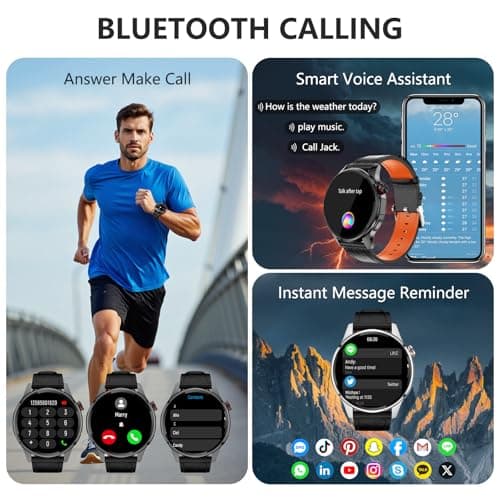 Lyaarka Smart Watches for Men,1.46" Fitness Tracker with GPS,Health Monitor,AI,Bluetooth Call/TextReply, Compass/Altitude/Barometer,100+ Sports Mode,5ATM Waterproof for Android/iPhone with 2 Straps