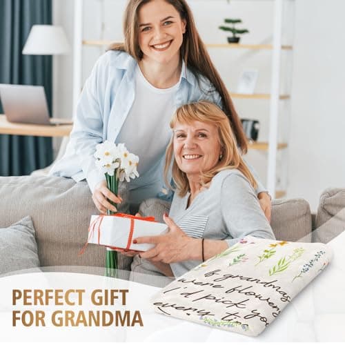 Best Gifts for Grandma from Grandkids, Grandmother Gift on Grandparents Day, Christmas, Soft Throw Blankets 50'' x 60'' Grandma Gifts, Floral Blanket for Grandma Birthday Gift B0GBT218BS