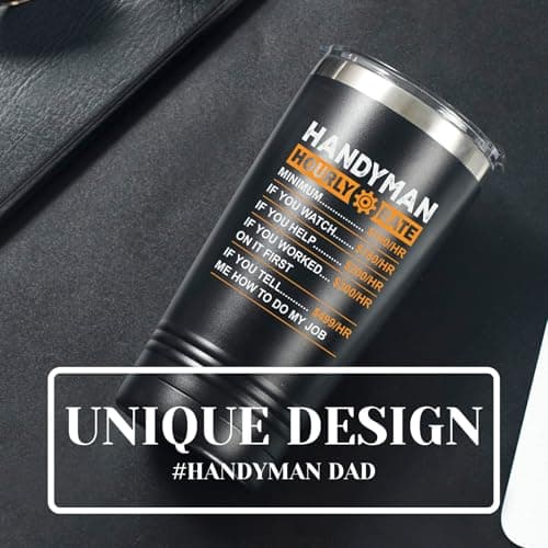 Onebttl Funny Handyman gifts for Men, Handyman Gifts Idea, 20 oz Insulated Stainless Steel Tumbler, Hourly Rate Travel Mug