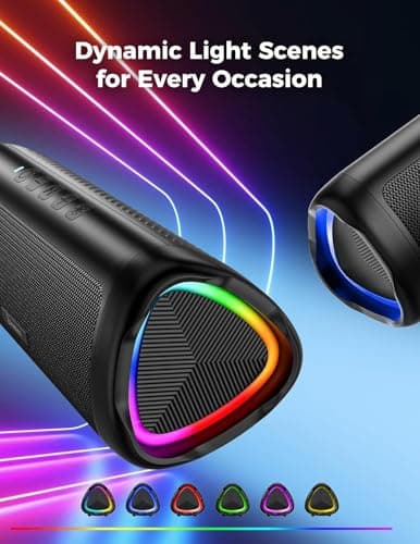 Bluetooth Speaker with HD Sound, Portable Wireless, IPX5 Waterproof, Up to 20H Playtime, TWS Pairing, BT5.3, for Home/Party/Outdoor/Beach, Stocking Stuffers, White Elephant Gifts for Adults (Black)