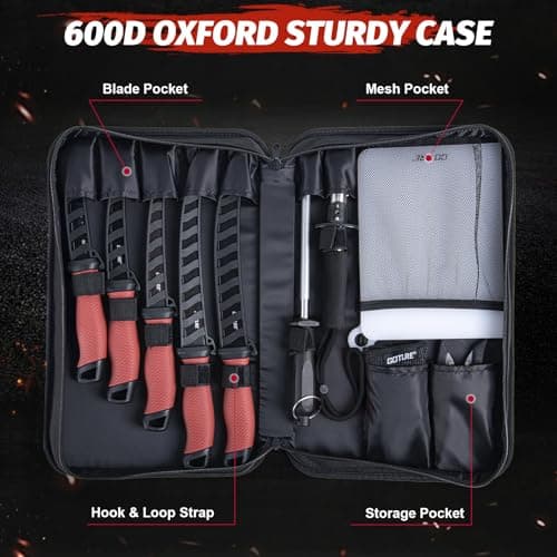 Goture Fillet Knife Fishing Kit,Bait Knife and Filet Knives with Sheath,Sharpening Rod,Fish Lip Gripper,Fishing Pliers,Cutting Board,Gloves,Stainless Steel Soap,Portable Storage Bag,Gifts for Men