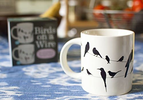 The Unemployed Philosophers Guild Birds on a Wire Heat Changing Mug - Add Coffee and Colorful Birds Appear, Comes in a Fun Box