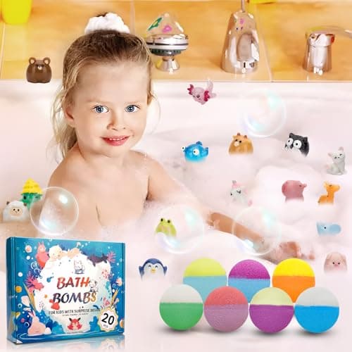 20 Pack Bath Bombs for Kids with Surprise Inside Bubble Bath Toys Organic Natural Bath Bombs Set Easter Basket Stuffers Birthday Christmas Gift for Kids 3 4 5 6 7 8 Years Old Boys Toddlers Girls B0D5Z33X94