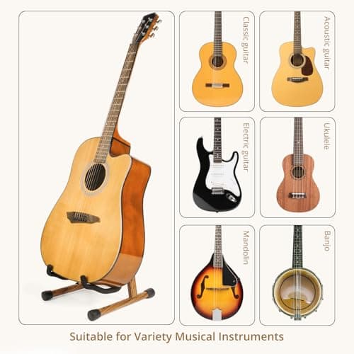 MUSO Guitar Stand,Acoustic Guitar Stand,Wood Classical Electric Guitar Stand,Foldable Bass Guitar Stand,Guitar Accessories also fit Bass,Violin,Ukulele(Zebra)