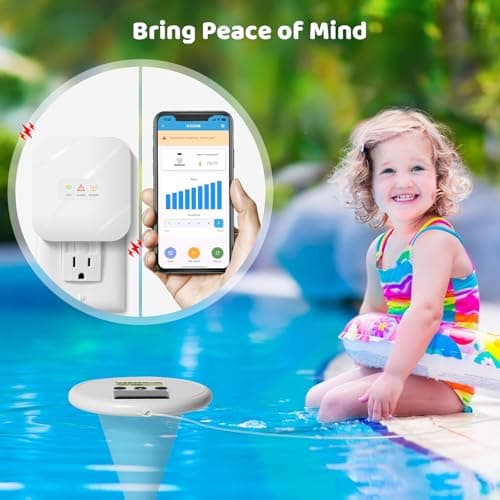 WiFi Pool Alarm, Zuomeng Solar Wave Pool Alarm with Optimal Sensitivity, Remote Control by App, Dual Alarming via Device & App, Offering Extra Protection for Your Child and Pet