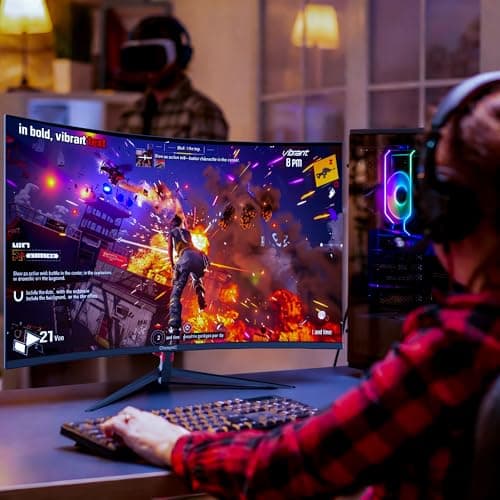24 Inch Curved 180Hz Gaming Monitor, 1800R Curved Gaming Monitor, 1ms MPRT, FHD(1920×1080P), Freesync, HDMI2.0,DP1.4, VESA Mountable(HDMI Cable Incl.)