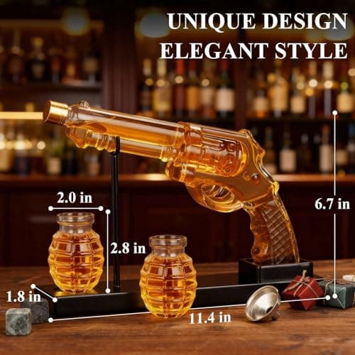 PONPUR Gifts for Men Dad, Whiskey Decanter Set with 2 Glasses, Dad Christmas Birthday Gifts, House Warming Anniversary Presents for Husband Him, Cool Whiskey Bourbon Gifts for Mens