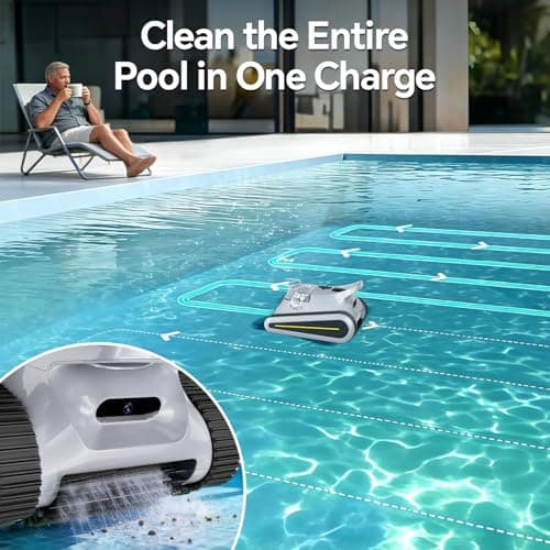 Pool Vacuum for Inground Pools & Above Ground Pool, Cordless Robotic Pool Cleaner with 180W Brushless Motor, 3-Hour Runtime, Wall-Climbing Pool Robot Scrubber for Pools up to 2150 Sq.Ft.