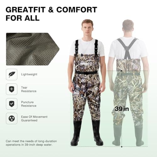 Lekesky Fishing Waders with Boot for Men Women - 2-Ply Nylon/PVC Waterproof Chest Waders for Fly Fishing,Duck Hunting