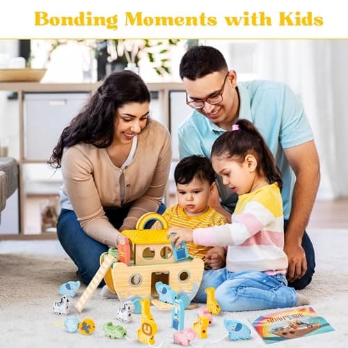 Wooden Noah’s Ark Toy - Baptism Gifts for Baby Girl, Boys & Kids | Fun Colorful Christening & Baptismal Gifts for Boys & Girls | Christian & Catholic Baby Gifts | Noahs Ark Toys for Toddlers from 2