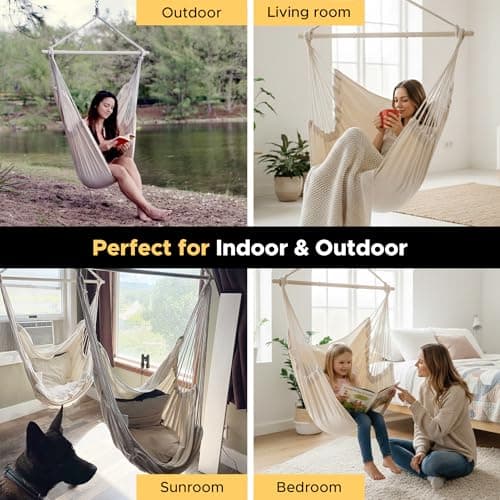 ADVOKAIR Hammock Chair Large 70.9"x47.2", 32% Bigger XXL Hanging Swing Chair with 500lbs Capacity, Heavy Duty Steel Spreader Bar, Extra Roomy Comfort for Adult Indoor Outdoor Bedroom Patio
