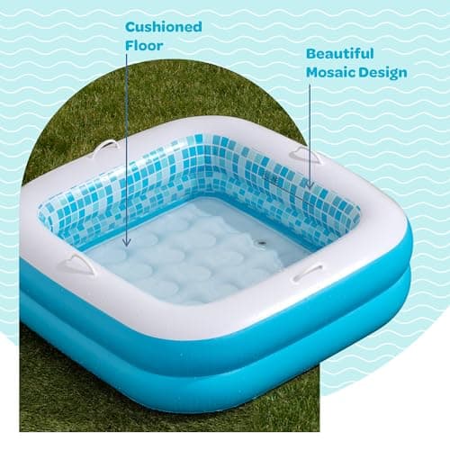 Inflatable Baby Pool for Toddlers 1-3, Handles, Soft Floor & Drain, 34"x10" Kiddie Pool, Blow Up Bathtub & Ball Pit, Summer Outside Kid Water Toy Outdoor Play First Birthday Gift for Boys Ages 1 2 3