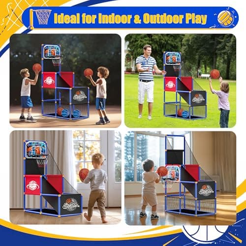 Kids Arcade Basketball Hoop Indoor Outdoor Single Shot Basketball Game for Toddler,Carnival Games Sport Gifts for Boys Girls Ages 3-8 Years Old,Ideal for Competition