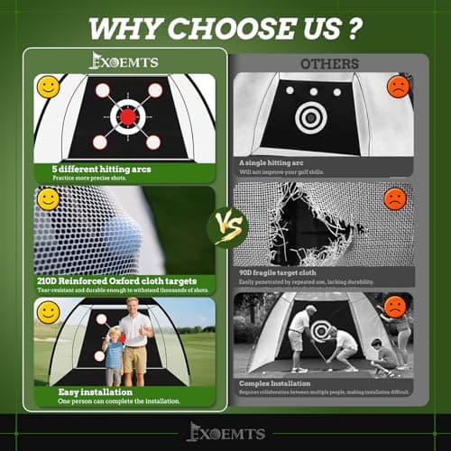 Golf Net 10x7FT with Tri-Turf Mat, Ball, Target & Bag, All-in-One Golf Practice Hitting Net for Backyard Driving, Chipping & Swing, Indoor Outdoor Training Aid, Gift for Men Dad Him Golfer