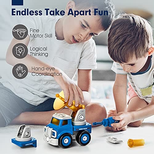 hahaland Toys for 5 Year Old Boy Birthday Gift - STEM Boys Toys for 6 Year Old Boy Age 6-8 Years, 5 in 1 Building Take Apart Trucks Transform to Robot, Kids Ages 5-7 Christmas Stocking Stuffers Gifts