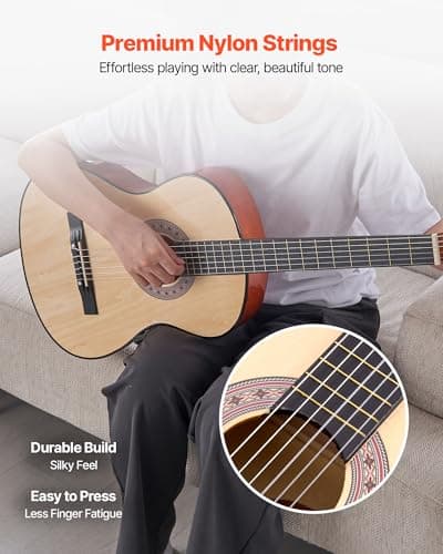 VEVOR Acoustic Guitar, Classical Guitar Starter Kit for Beginners, with Nylon Strings, Basswood Guitar, for Kids Adults Girls Boys Students