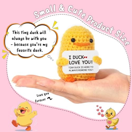 MBL Anniversary for Men Women Her - Funny Small Cute Crochet Duck Gifts for Women Men Wife Husband Girlfriend Boyfriend Fiance Couple Lover Him Birthday Wedding Christmas Stocking Stuffers Present