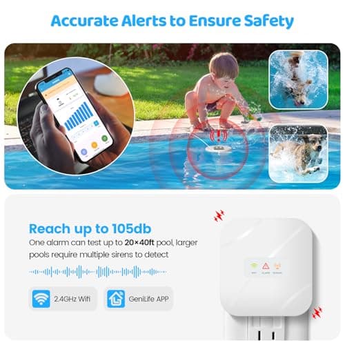 WiFi Pool Alarm, Zuomeng Solar Wave Pool Alarm with Optimal Sensitivity, Remote Control by App, Dual Alarming via Device & App, Offering Extra Protection for Your Child and Pet