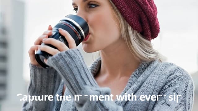 Camera Lens Coffee Mug with Slider Lid and Spoon– Realistic DSLR Thermos Cup, Novelty Gift for Photographers, Men & Women