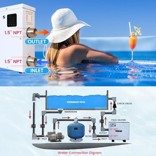 Electric Pool Heater for Inground & Above Ground Pools 11KW 220V, Hot Tub Heaters with Digital Touch Screen, SPA Water Thermostat Swimming Pool Warmer