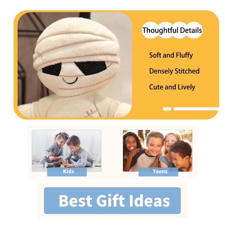 Halloween Plush Toy,13 inches Mummy Stuffed Animal Halloween Doll Easter Christmas Birthday Gifts for Girls Boys