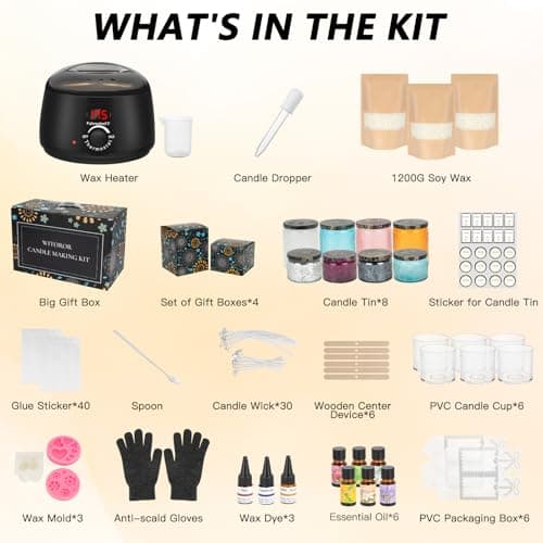 Candles Making Kit Supplies with Digital Soy Wax Melt Warmer Candle Making Complete Kit for Adults Beginners Starters WITOROR Candle Making Kit, Scented Candles Making Kit for Adults DIY B0D66WD6FG