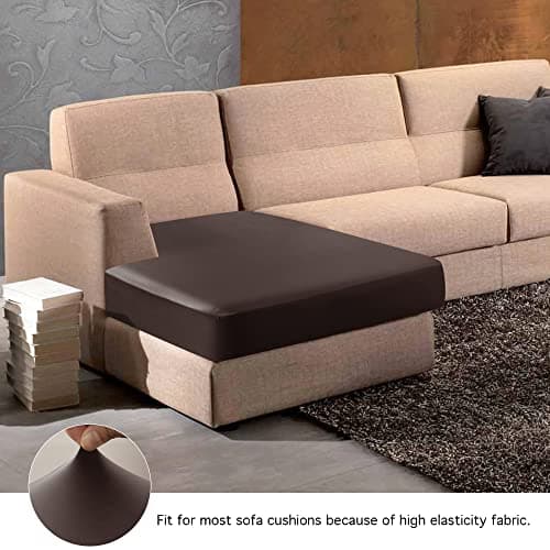 Yates Home Couch Covers for Sectional Sofa L Shape PU Leather Cushion Slipcover Water-Proof Elastic Chaise Seat Cover Protector Slip Cover for Settee Seater Replacement in Living Room(XXL, Chocolate