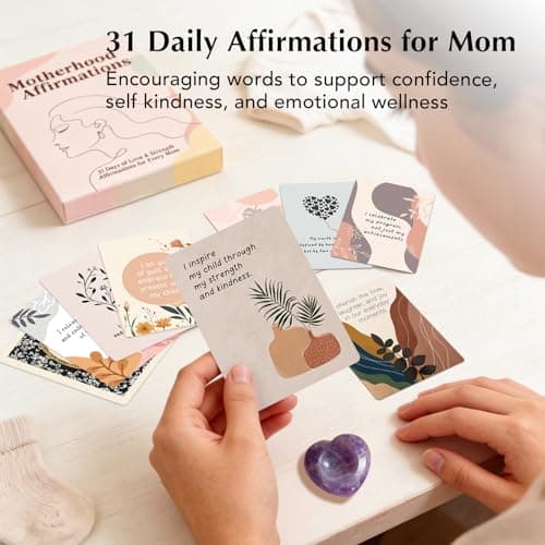 For New Moms After Birth, First-Time Moms & Baby Showers, A Thoughtful Self-Care and Encouragement Gift Push Presents for New Mom, Affirmation Cards & Amethyst Worry Stone B0GT8Z9ZP3