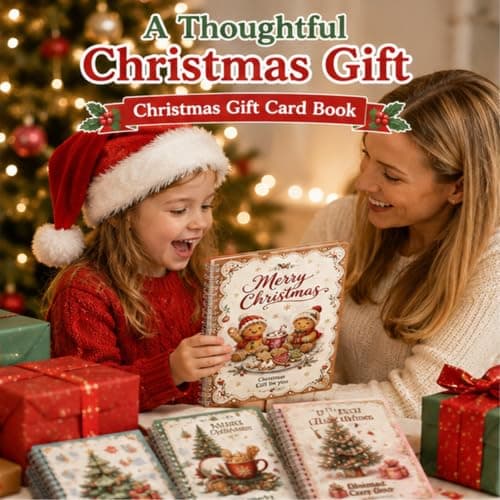 Spiral Bound Birthday Gift Card Booklet for Gift Cards, with 12 Self‑Adhesive Dots,DIY Christmas Xmas Gift Card Book for Kids Christmas Gift Card Book, Merry Christmas Gift Card Book for Adults Teens B0HDBFVP2T