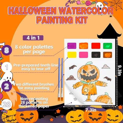 Yeolepor Halloween Crafts for Kids - Paint with Water Books and Stickers for Toddlers Mess Free Watercolor Painting Set Drawing Activities Treats Toy Halloween Gifts for Boy Girl Ages 4 5 6 7 8
