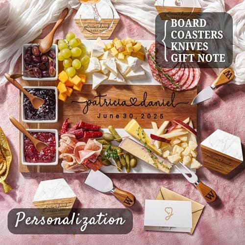 Personalized Charcuterie Board Gifts for Couples, Custom Wedding Gift Ideas, Cheese Board Engagement Gifts, Serving Tray Gift Set