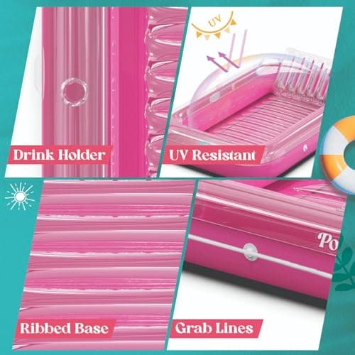 Premium Inflatable Tanning Pool Lounger | Inflatable Tanning Bed for Adults - 4 in 1 Multipurpose Suntan Tub | Pool Floats Adults, Inflatable Pool Float | Tanning Float - Sunbathing Pool Raft