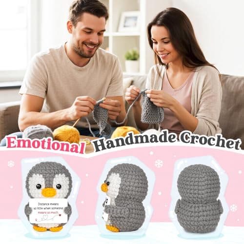 Miss You Thinking of You Gifts for Friend Couple, Positive Crochet Penguin, Farewell Goodbye Going Away Gift for Him Her Long Distance Relationship Gifts for Boyfriend Girlfriend Friendship B0GD69ZJ6M