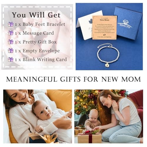 New Mom Gifts, Baby Feet Charm Bracelet Gift for Pregnant Mommy 1st Time Moms, New Mother Pregnant Mom to Be Gifts, Mothers Day Birthday Christmas Baby Shower for Wife Daughter Friend Sister