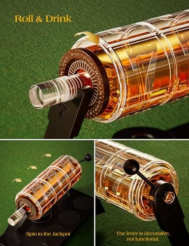 Kollea Slot Whiskey Decanter Set for Men, 50.7 Oz Casino Style Whiskey Decanter with 4 Dice Glasses, Birthday Gifts for Men Dad, Him, Boyfriend, Guy, Liquor Dispenser for Anniversary, Bar Christmas