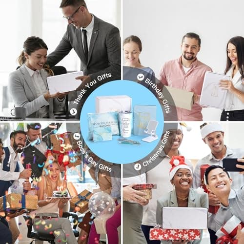 Employee Appreciation Gifts, Appreciation Gifts for Coworkers, 8 Pcs Christmas Gift for Employees Coworkers Teacher Staff Principal Nurse, Cool Thank You Gifts Baskets w/ Tumbler Notebook (Blue)